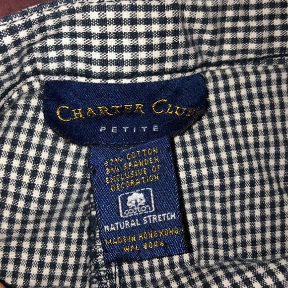 Blue checkered capris with flower embellishments - Picture 4 of 4